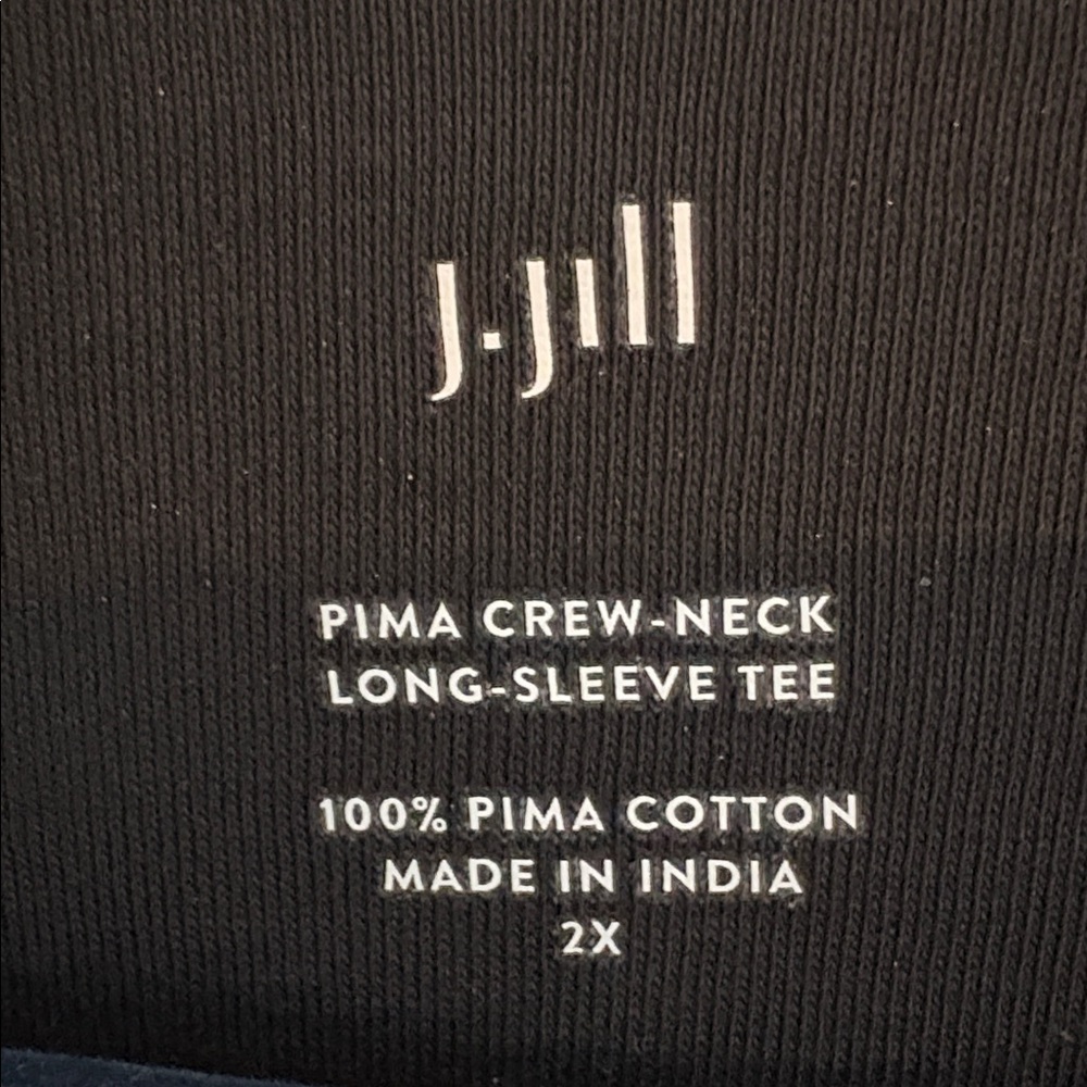 J. Jill Size 2X Pima Crewneck Black Long Sleeve Tee - Picture 2 of 7